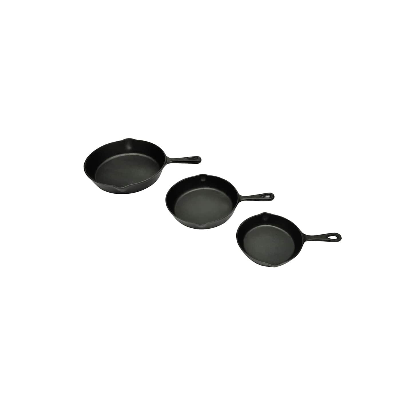 Lot de 3 poêles en fonte