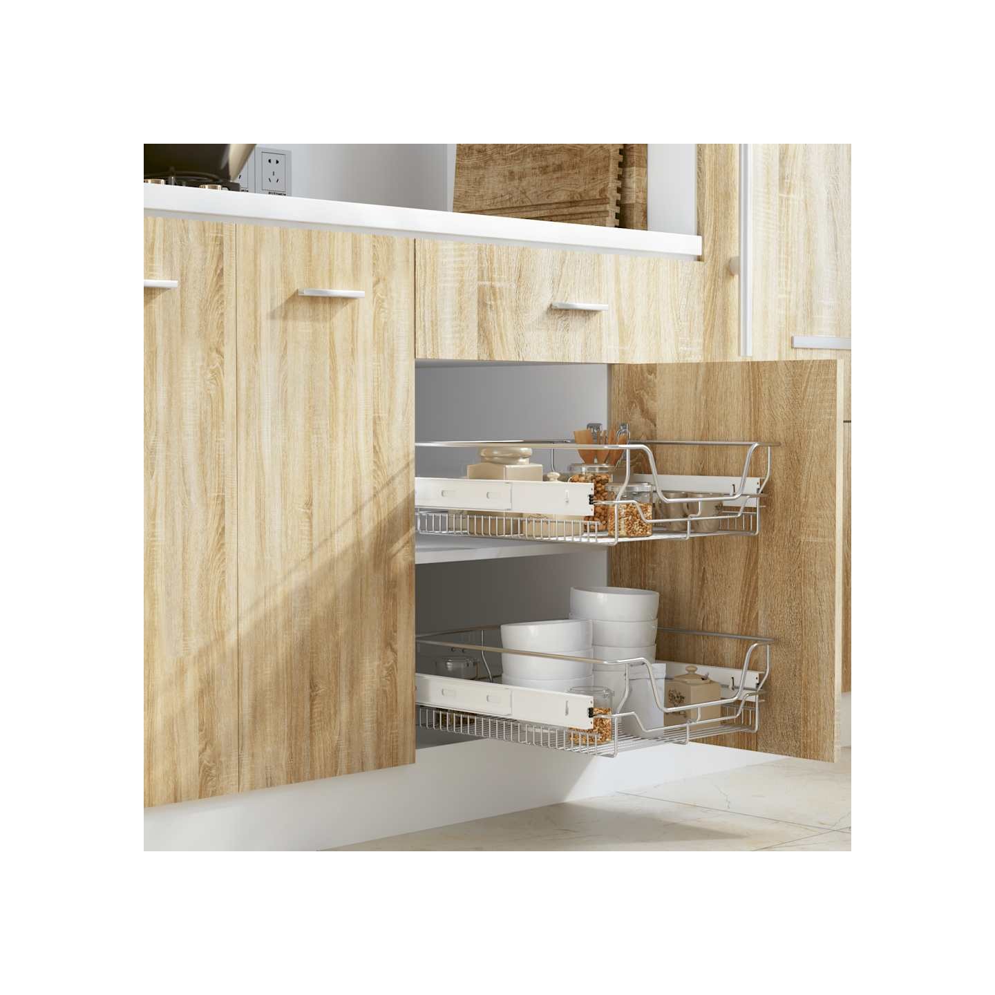 Panier en treillis métallique 2 pcs 500 mm Argenté
