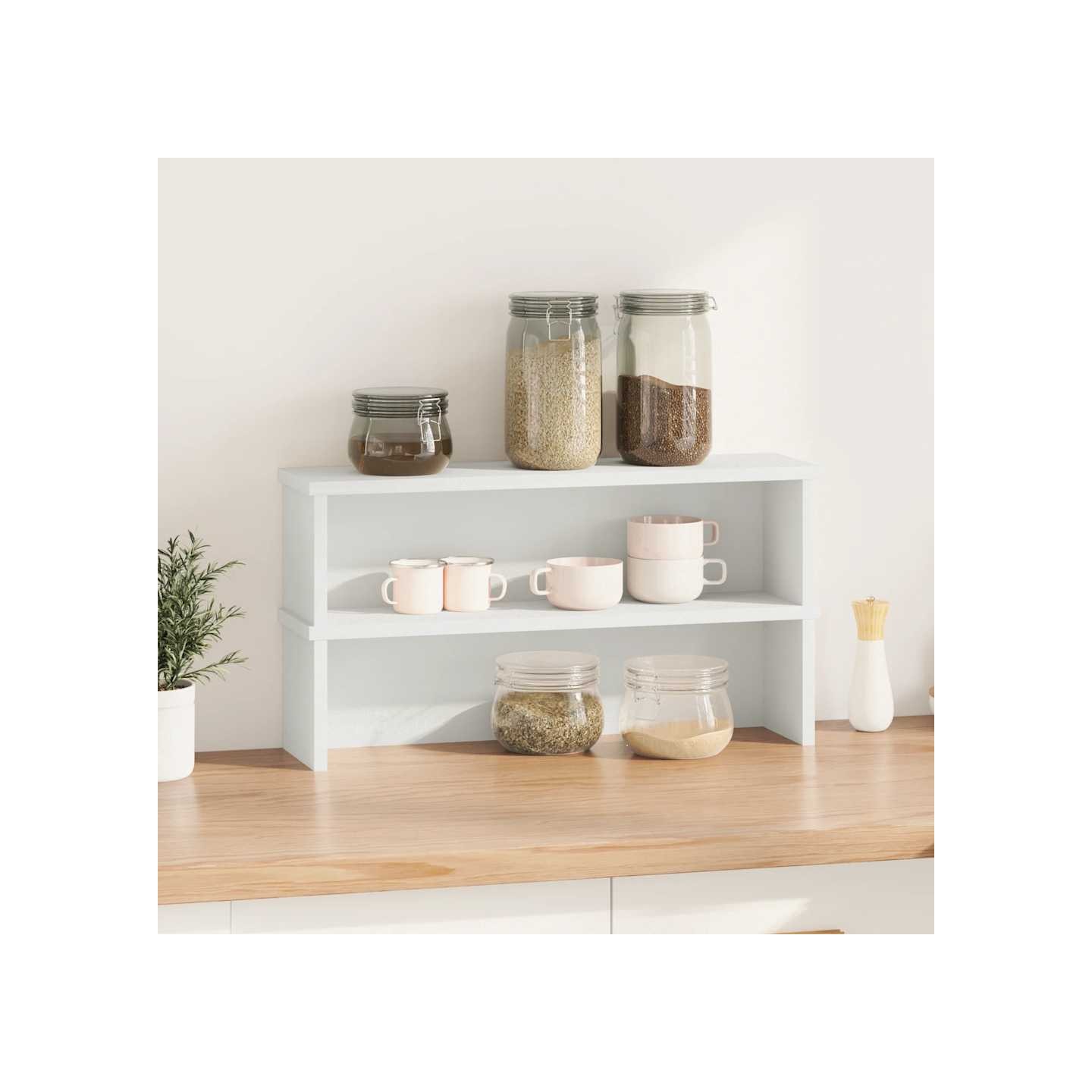 Étagères de cuisine empilables 2 pcs blanc 50x15x16 cm