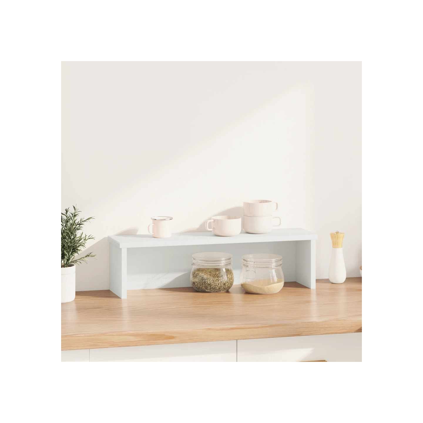 Étagère de cuisine empilable blanc 60x15x16cm bois d'ingénierie