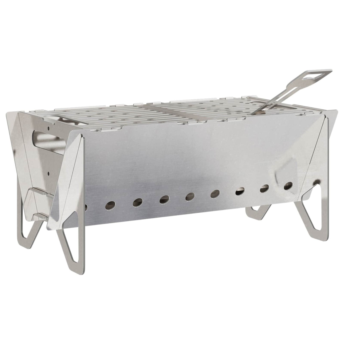 Foyer de camping 42 x 22 x 18 cm Acier inoxydable Argenté