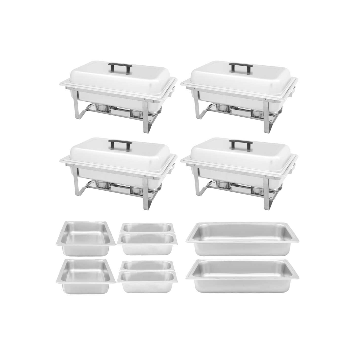 Ensemble de chauffe-plats 4 pcs Acier inoxydable