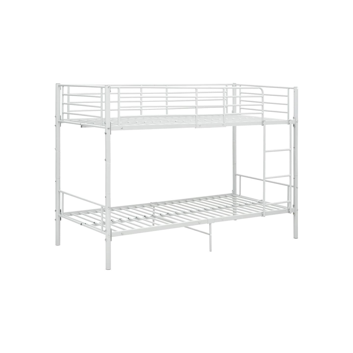 Lit superposé sans matelas blanc métal 90x200 cm
