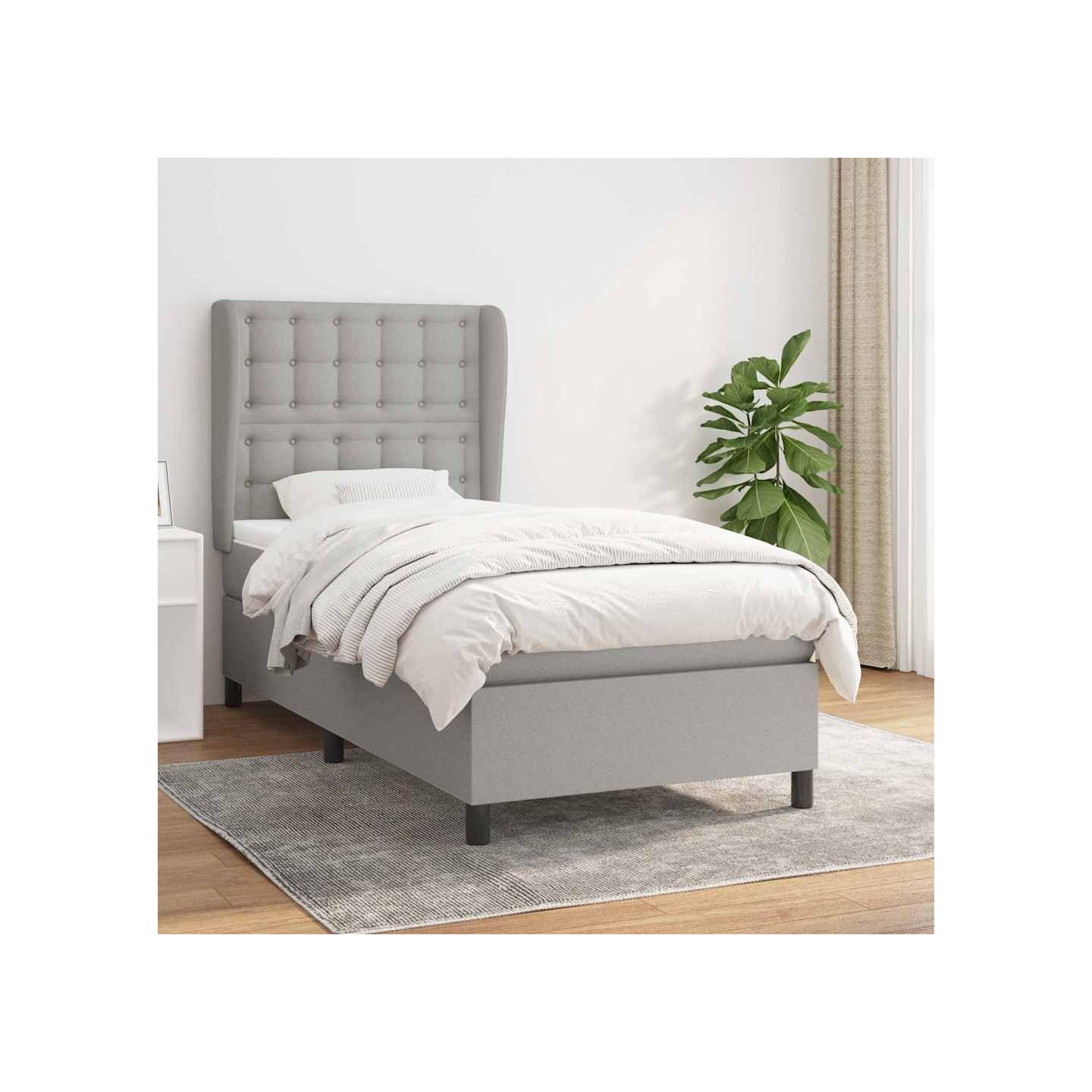 Sommier à lattes de lit avec matelas Gris clair 90x200 cm Tissu