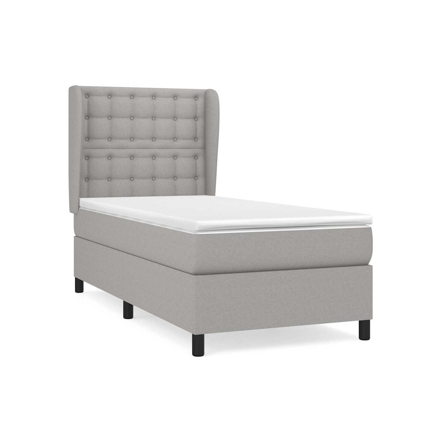 Sommier à lattes de lit avec matelas Gris clair 90x200 cm Tissu