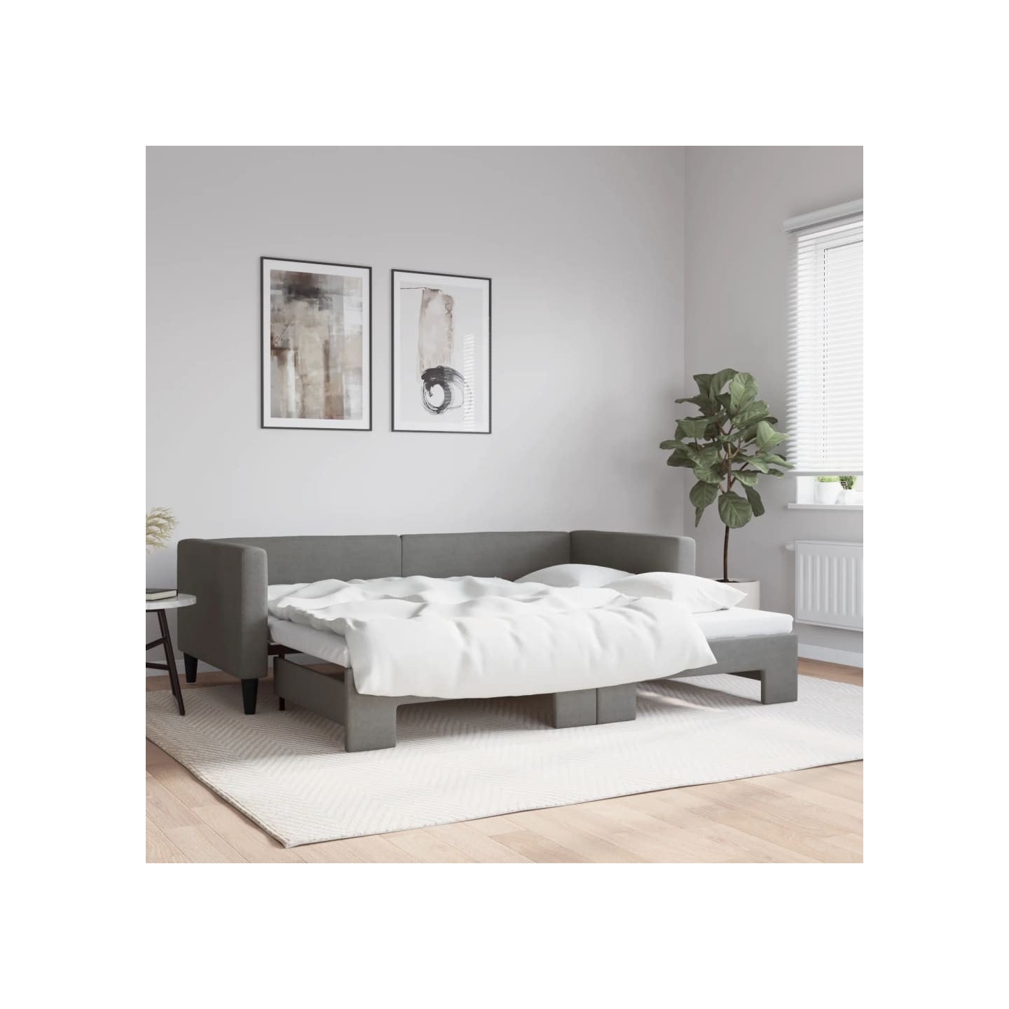 Lit de jour avec gigogne sans matelas gris foncé 90x200 cm