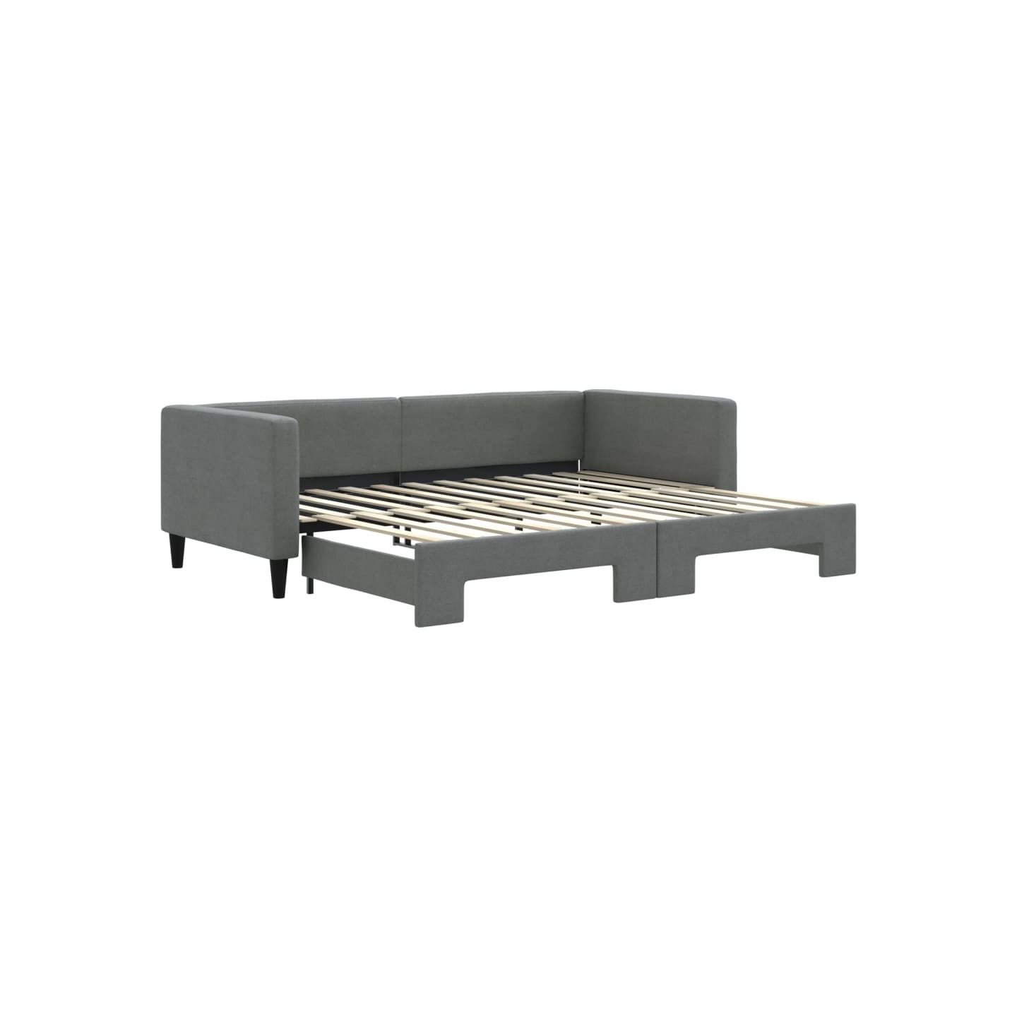 Lit de jour avec gigogne sans matelas gris foncé 90x200 cm