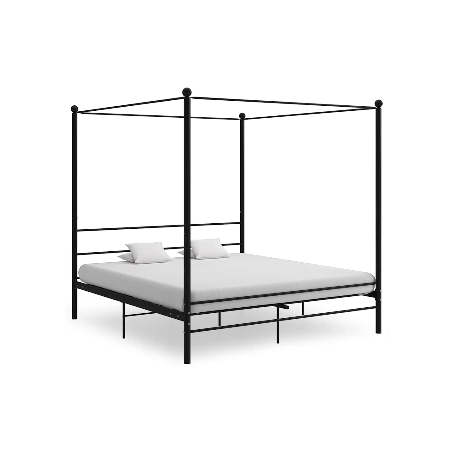 Cadre de lit à baldaquin sans matelas noir métal 180x200 cm