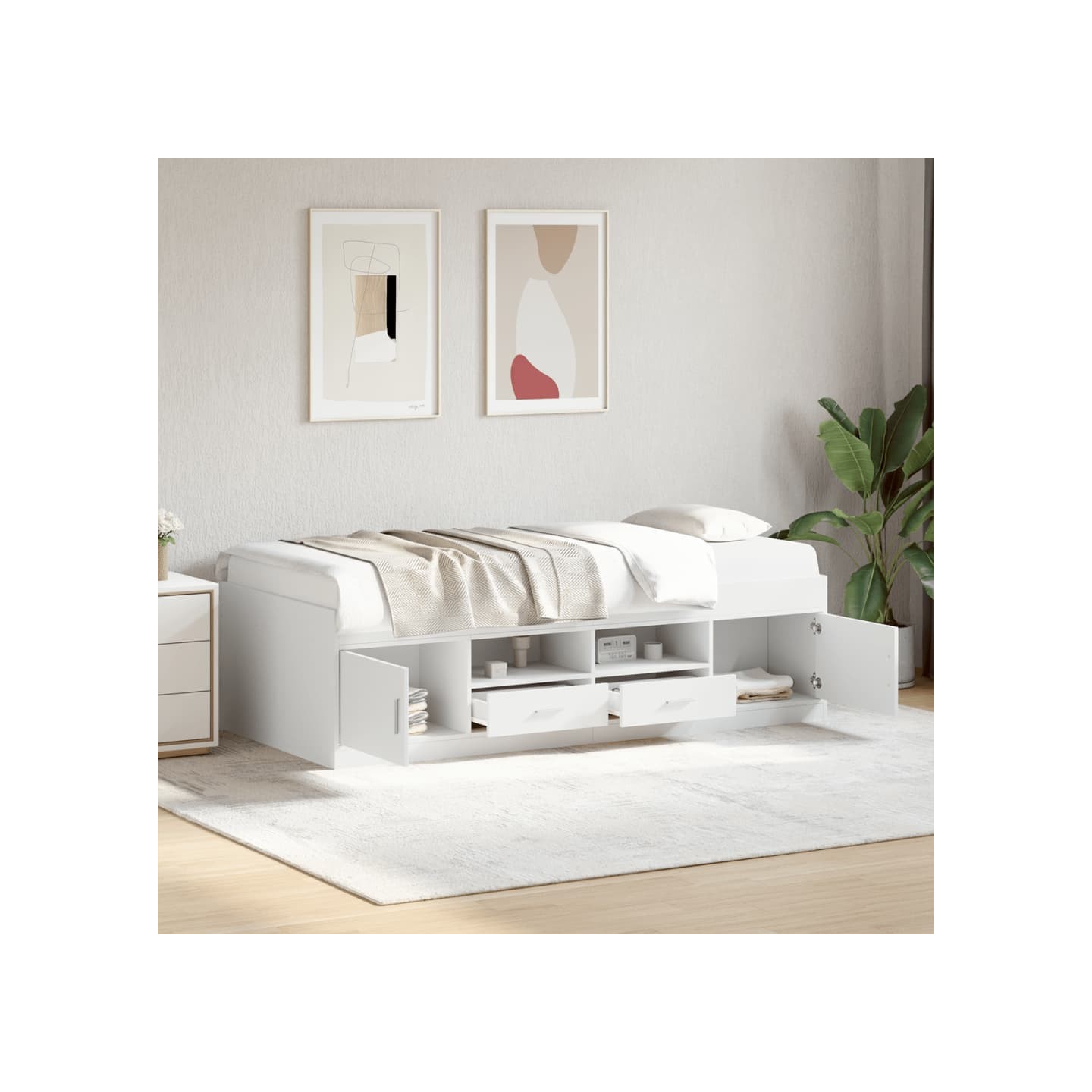 Lit de jour avec tiroirs sans matelas blanc 90x200 cm