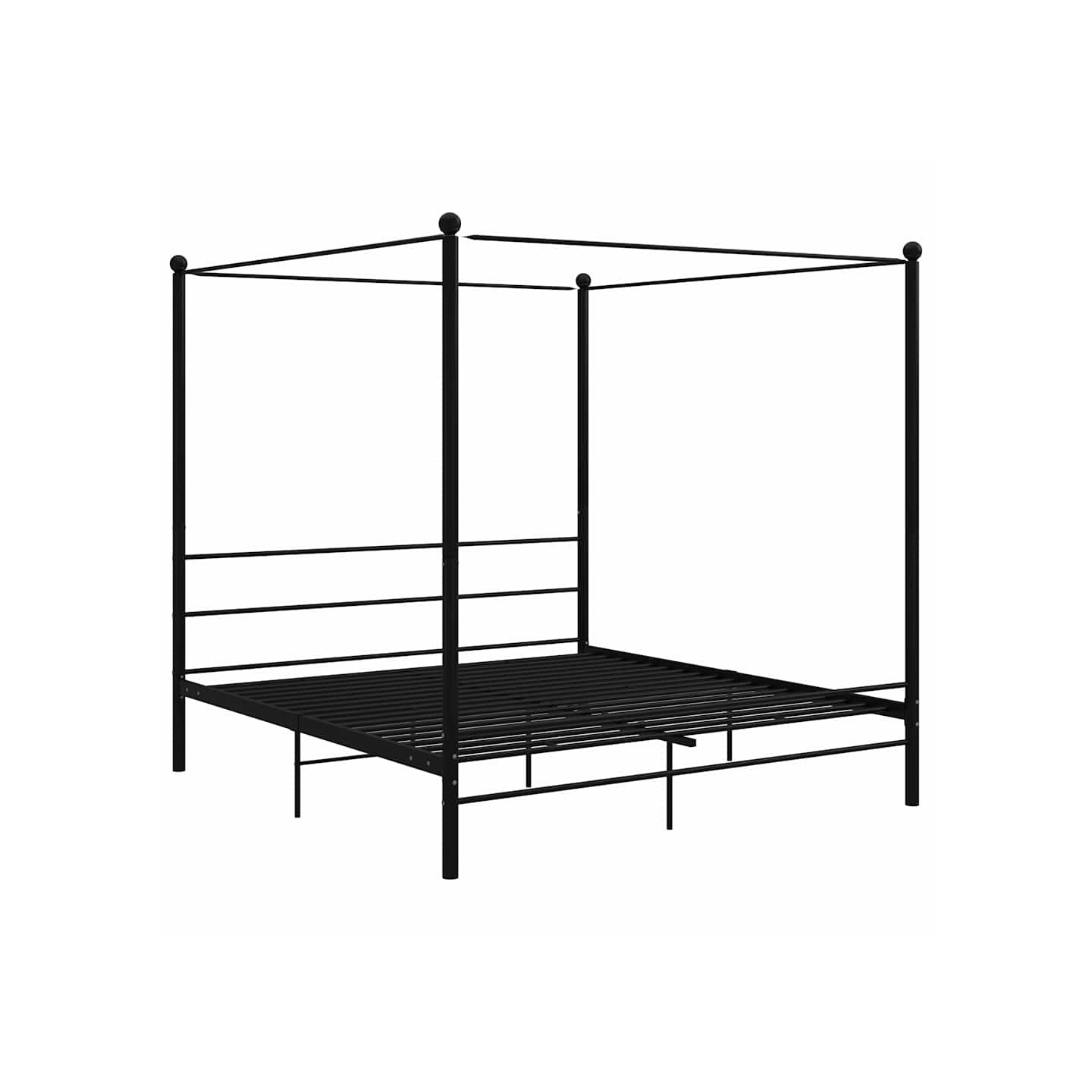 Cadre de lit à baldaquin sans matelas noir métal 180x200 cm