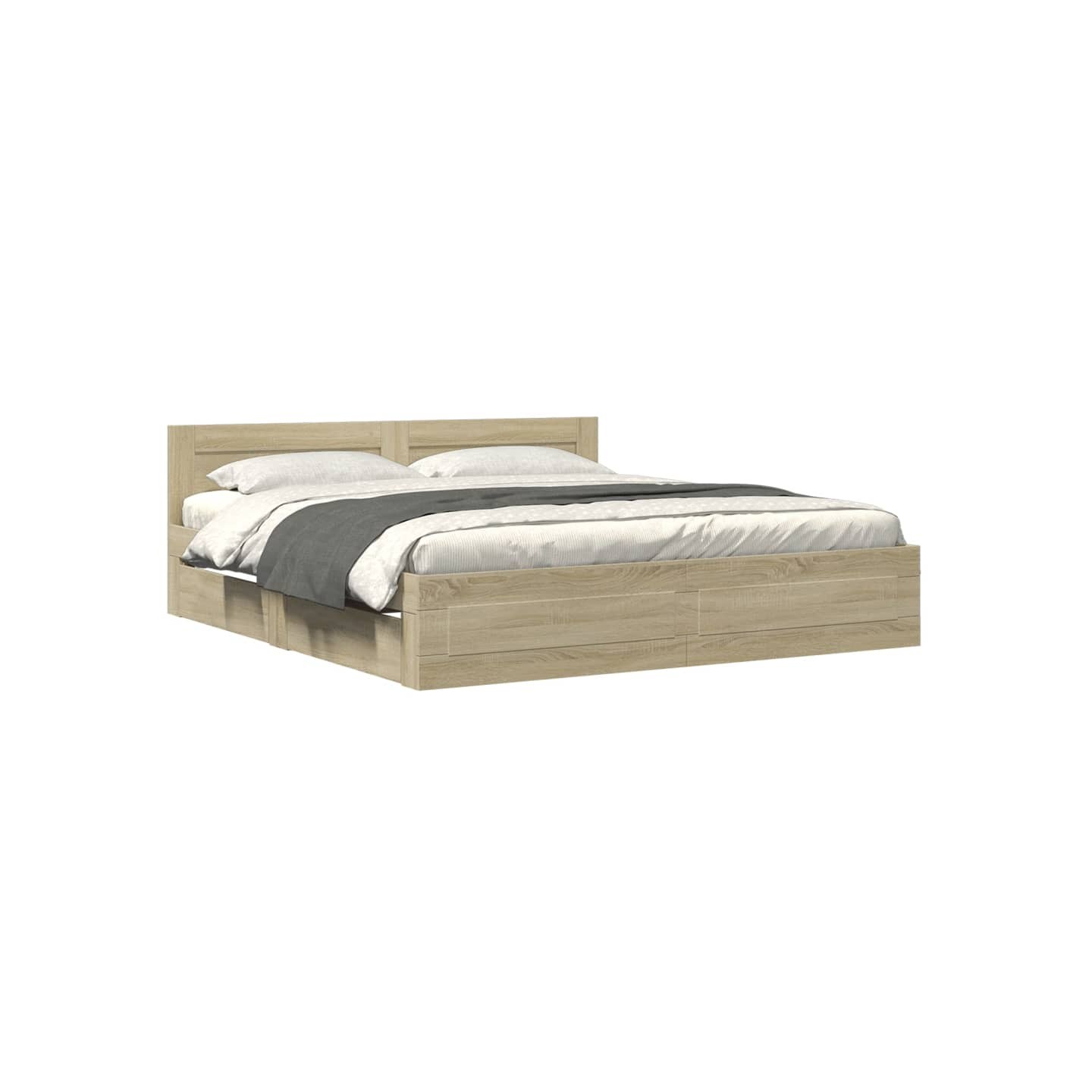 Cadre de lit tête de lit sans matelas chêne sonoma 180x200 cm