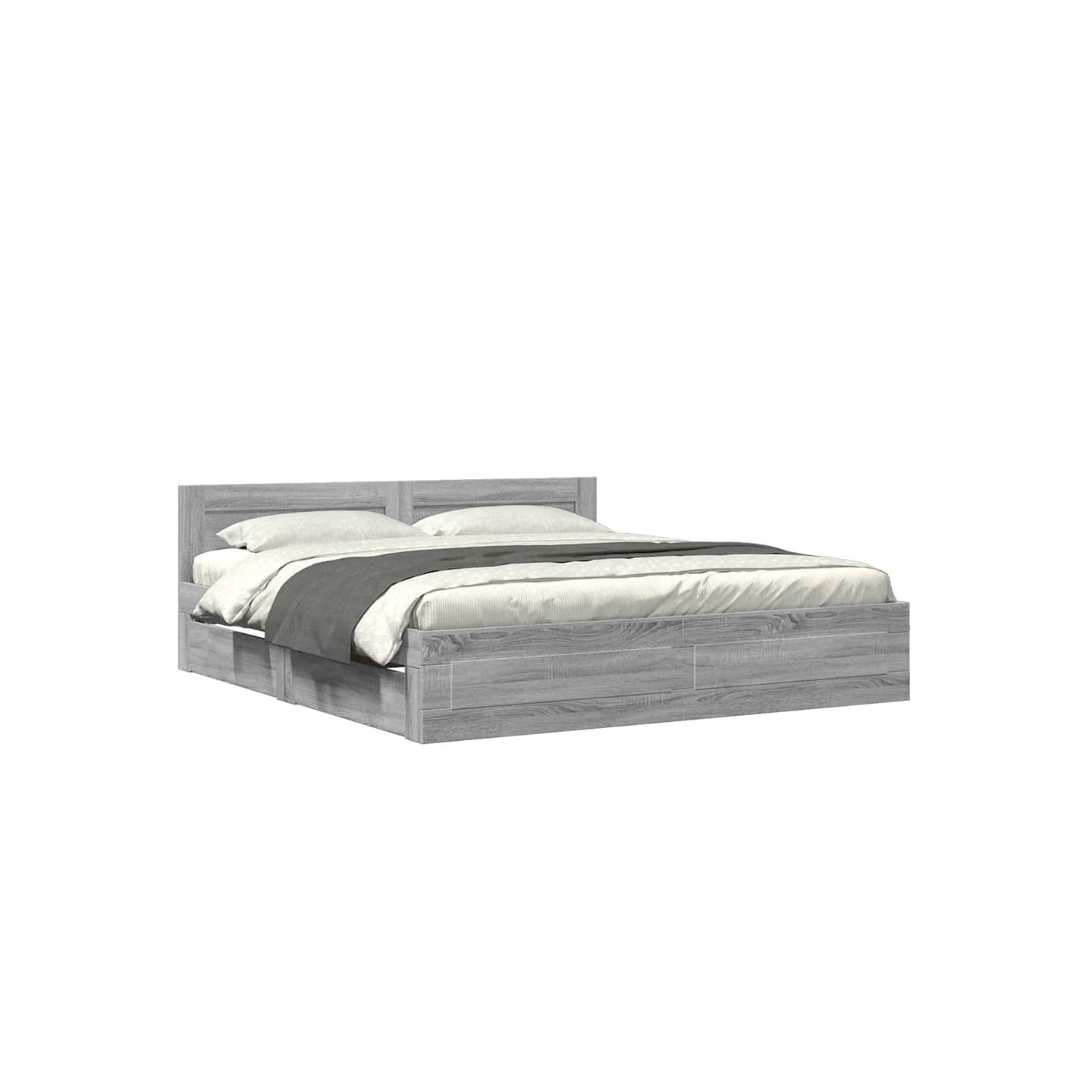 Cadre de lit et tête de lit sans matelas sonoma gris 180x200 cm