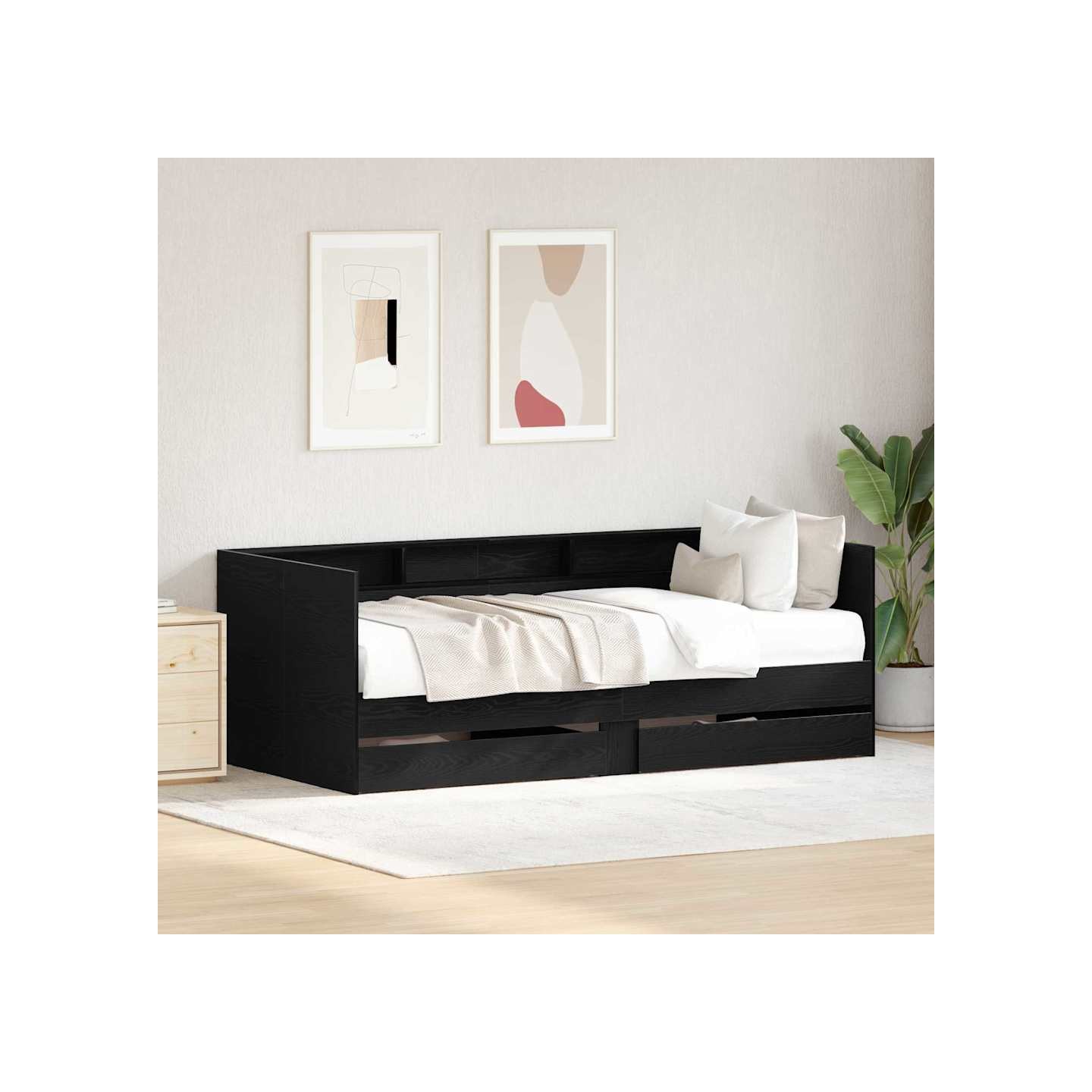 Lit d'appoint Chêne noir 100 x 200 cm Bois d'ingénierie