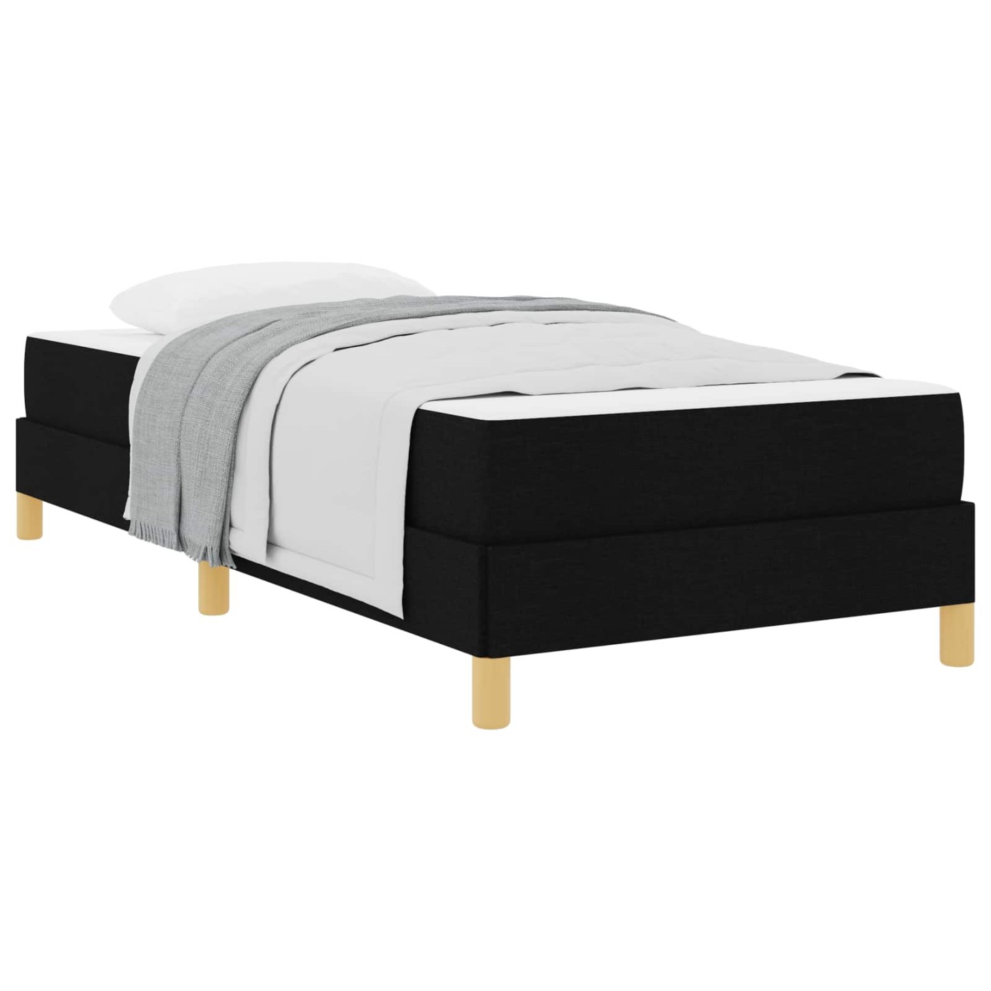 Lit à ressorts avec matelas Noir 90 x 200 cm tissu