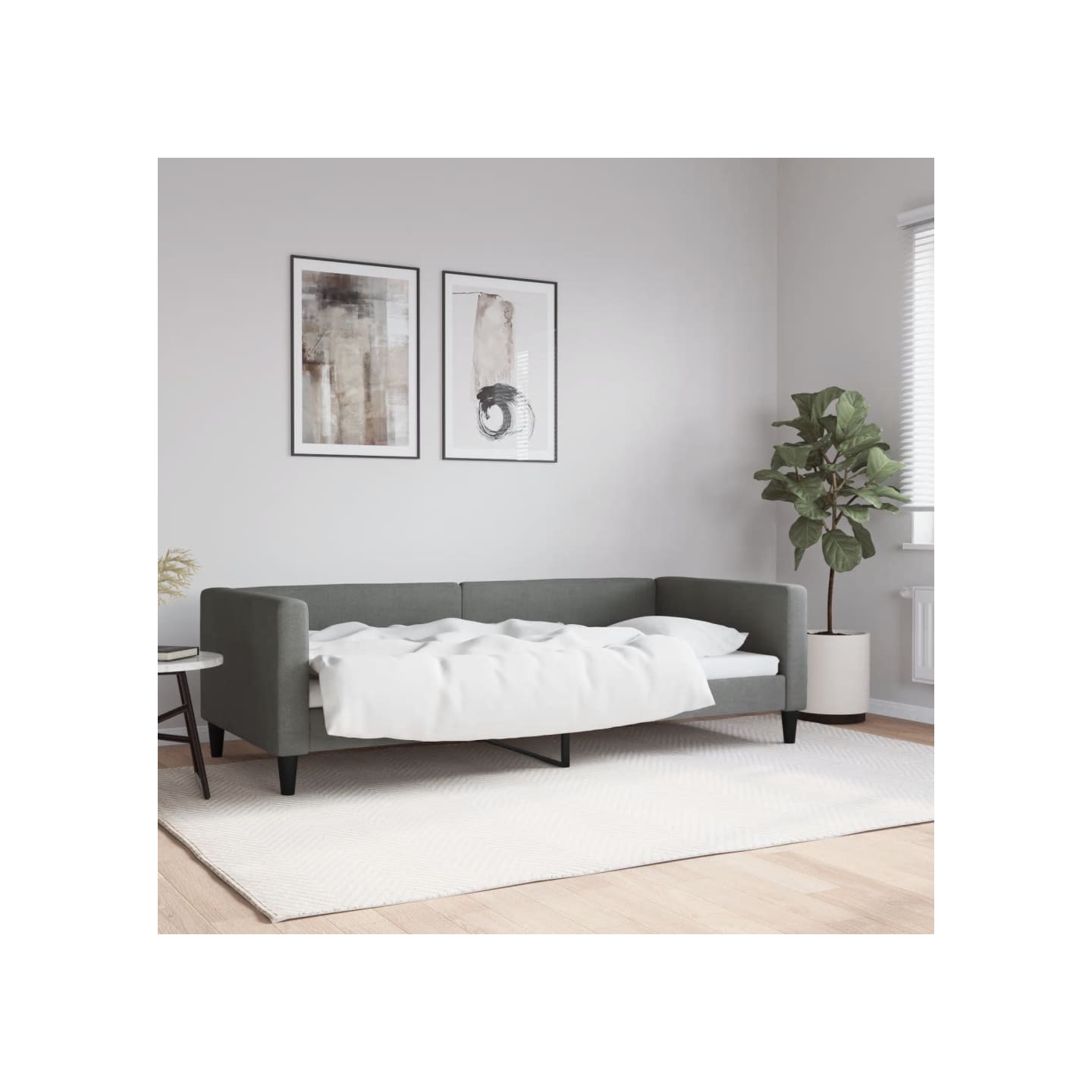 Lit de repos sans matelas gris foncé 90x200 cm tissu