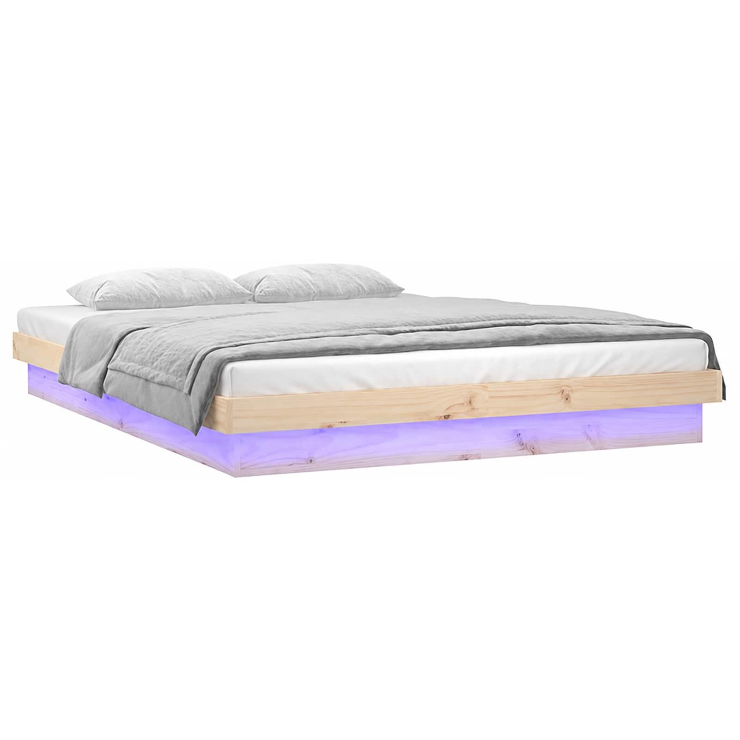 Cadre de lit à LED sans matelas 160x200 cm bois massif
