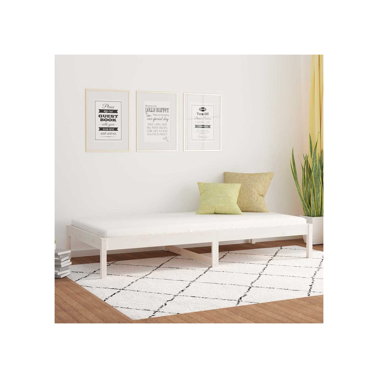 Lit de jour sans matelas blanc 90x200 cm bois de pin massif