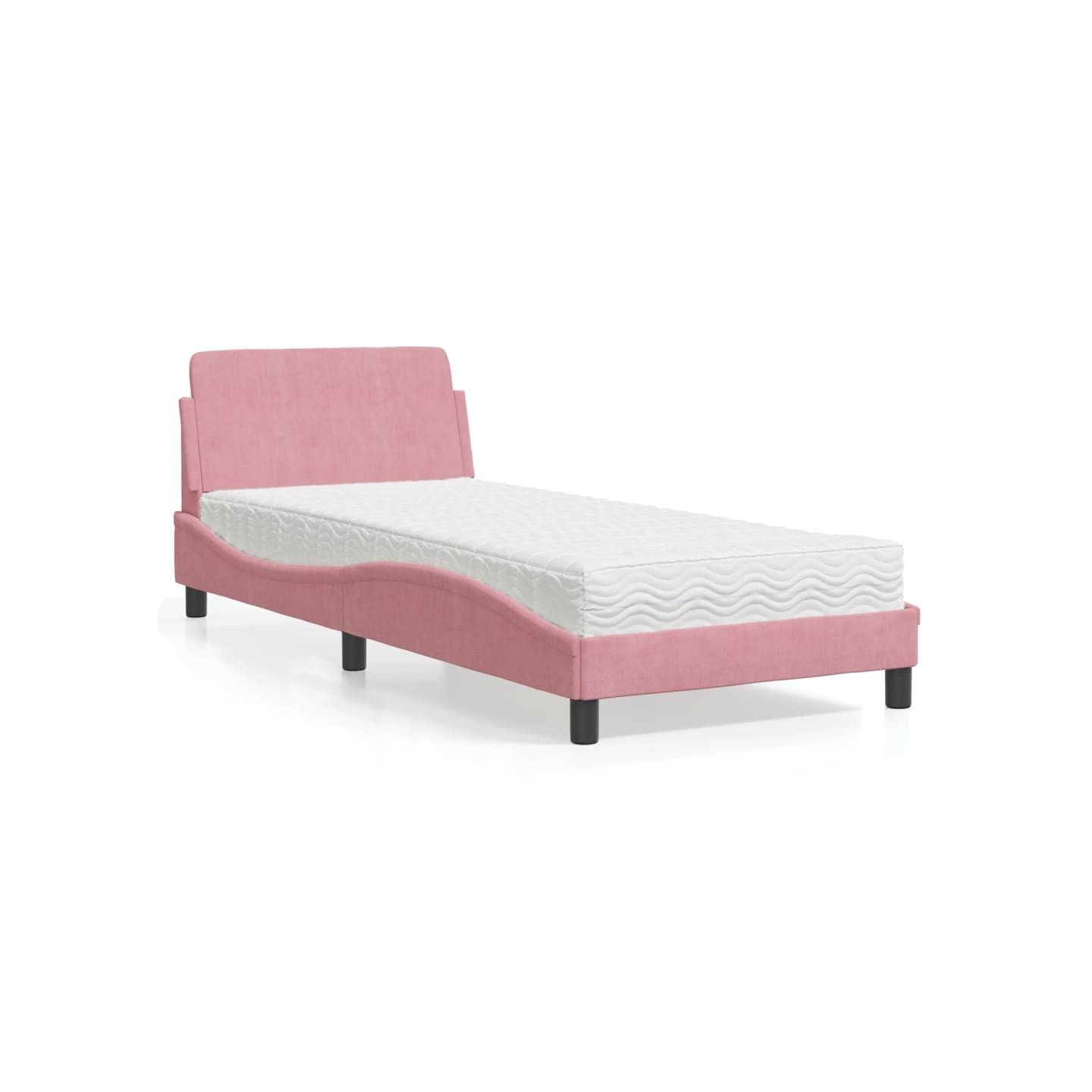 Lit avec matelas Dover rose 90x200 cm velours
