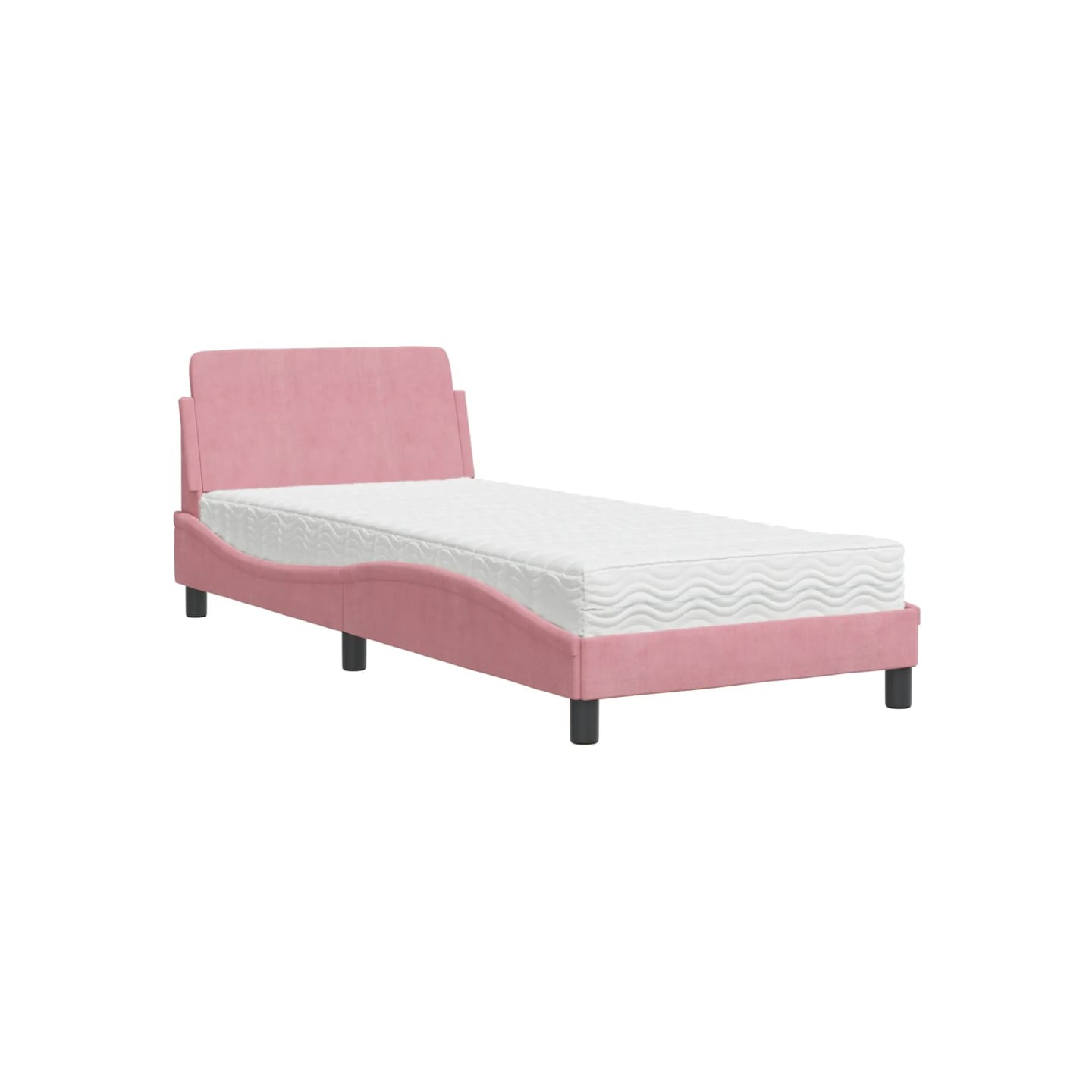 Lit avec matelas Dover rose 90x200 cm velours