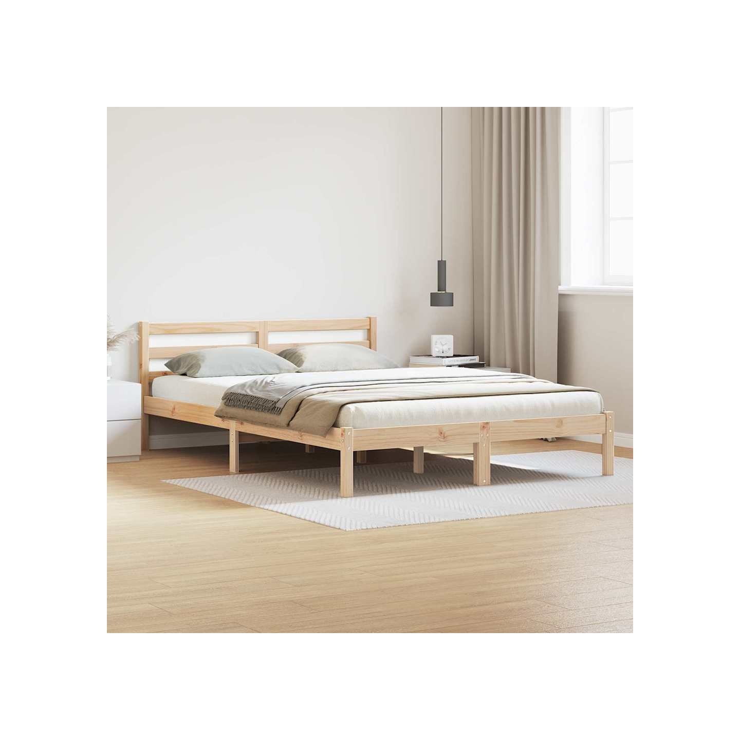 Cadre de lit Marron 225,5 x 145,5 x 69,5 cm Bois de Pin Massif