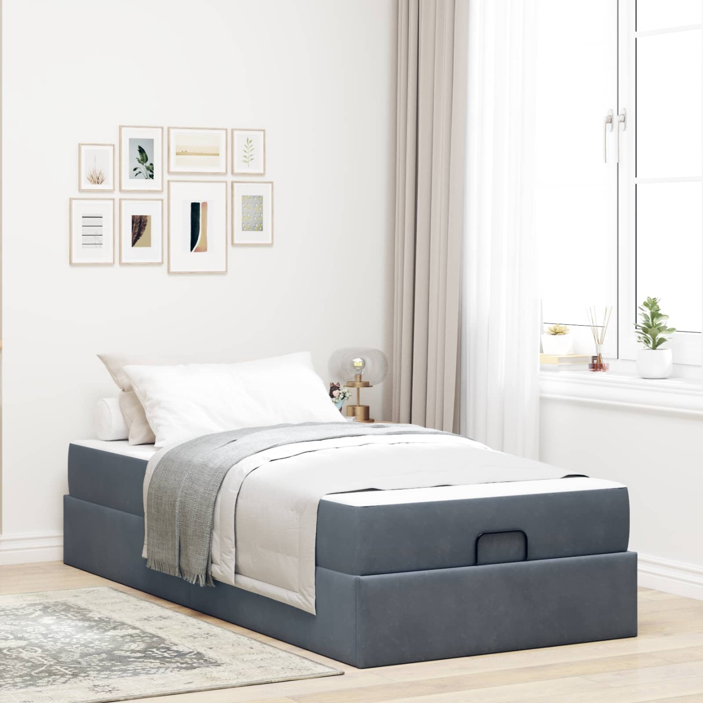Cadre de lit avec matelas 2 pièces Gris Foncé Velours