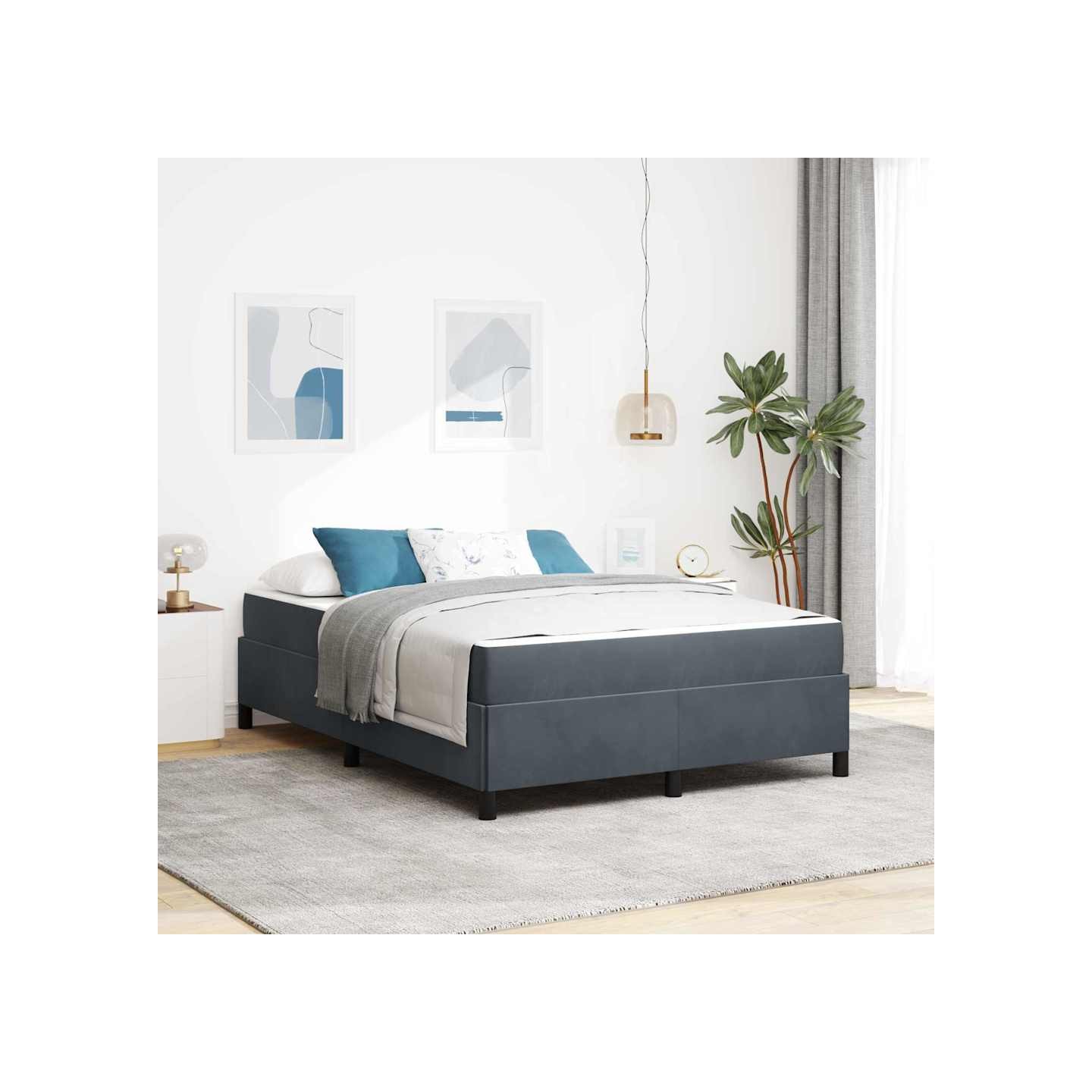 Cadre de lit Gris foncé 160 x 200 cm tissu