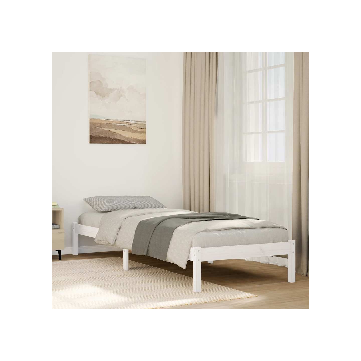 Cadre de lit extra long sans matelas 100x220 cm bois massif pin