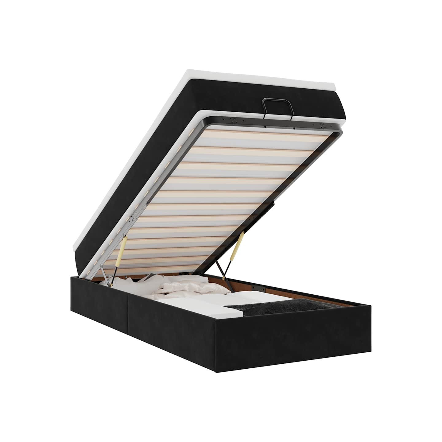 Cadre de lit ottoman avec matelas noir 100x200cm velours