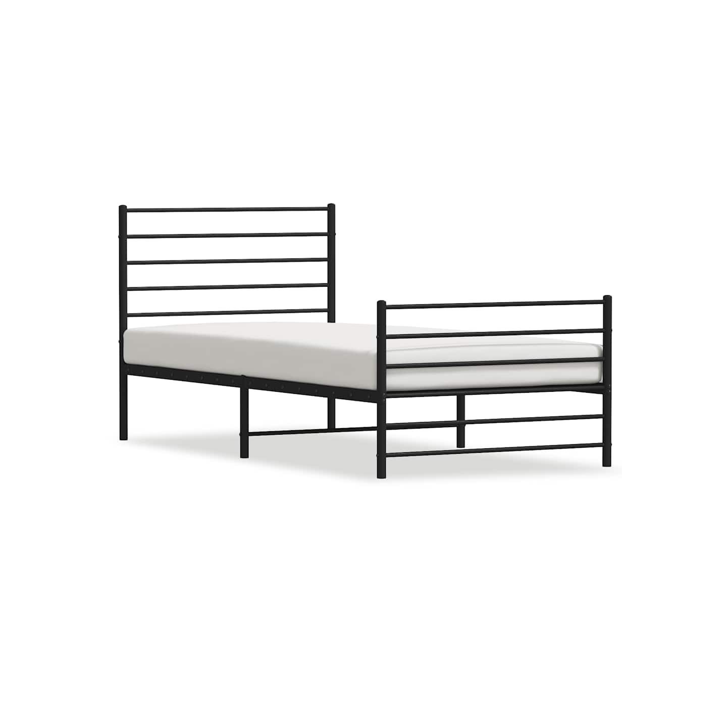 Cadre de lit métal sans matelas avec pied de lit noir 90x200 cm