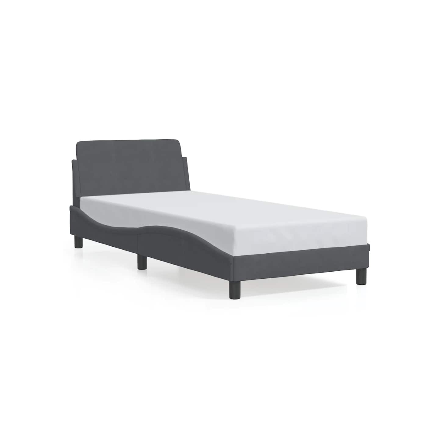Cadre de lit Dover gris foncé 90x200 cm velours