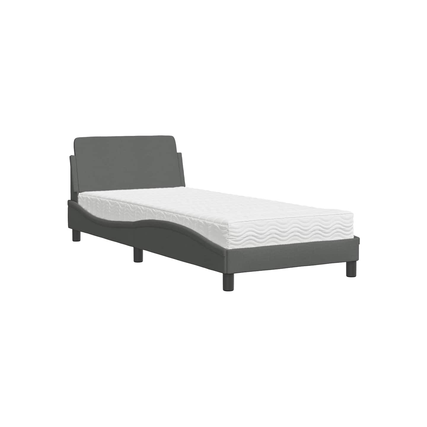 Lit avec matelas Dover gris foncé 90x200 cm tissu