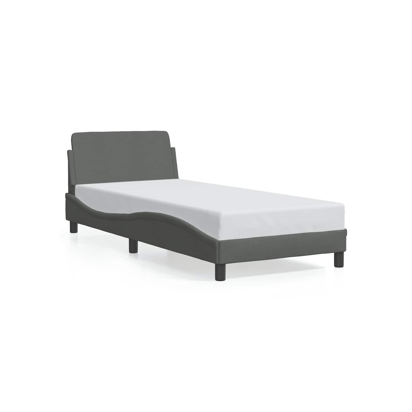 Cadre de lit Dover gris foncé 90x200 cm tissu