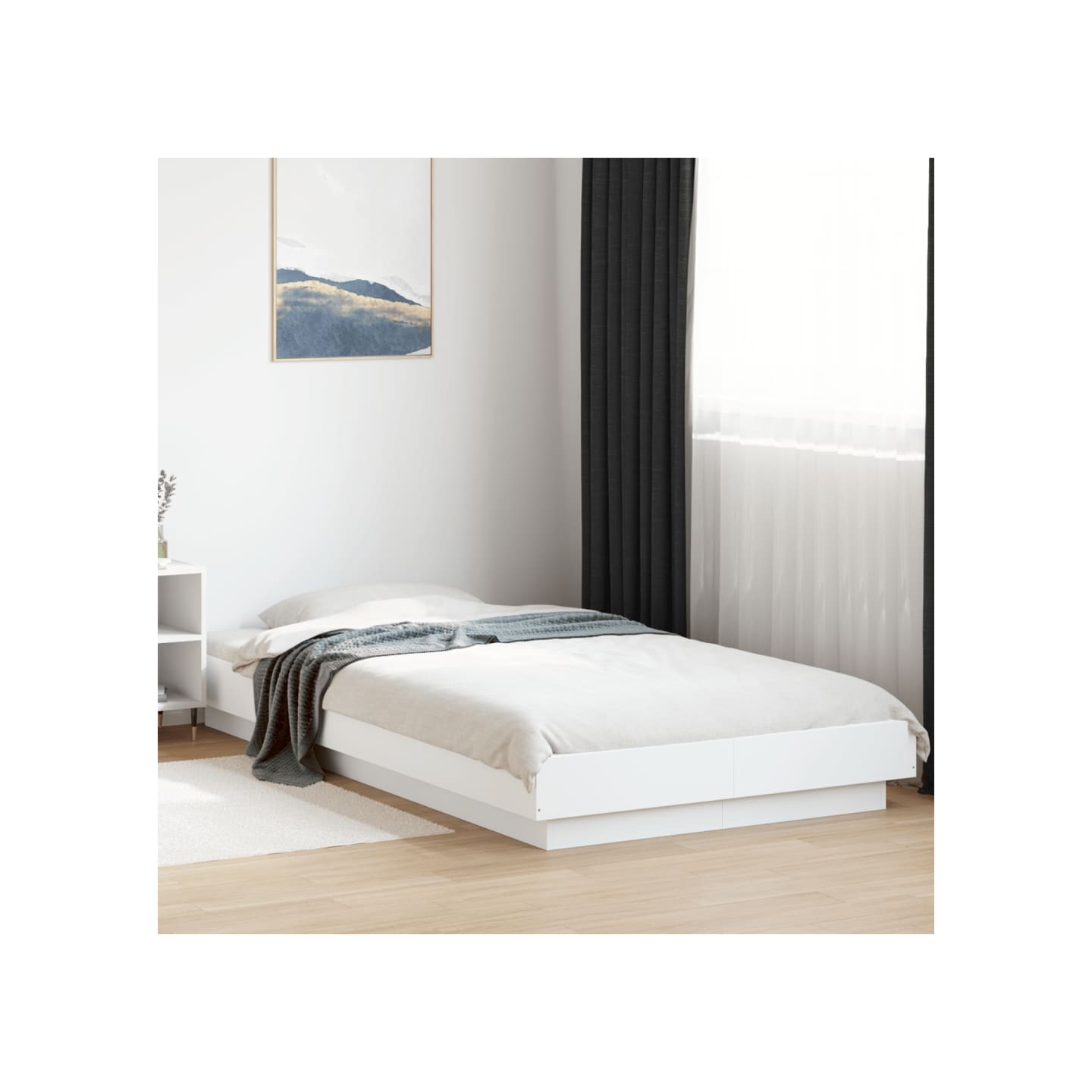 Cadre de lit avec lumières LED sans matelas blanc 90x190 cm