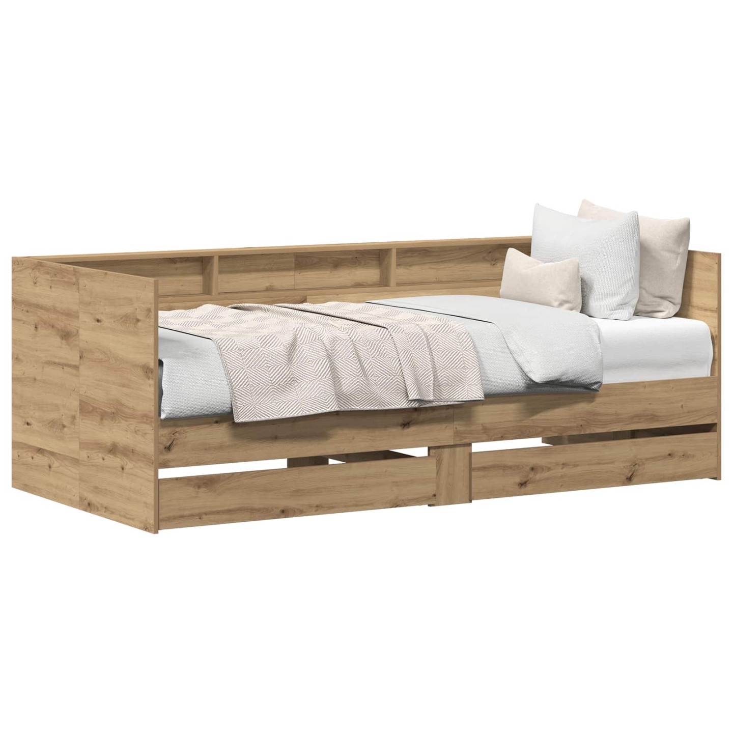 Lit d'appoint Chêne artisanal 75 x 190 cm Bois d'ingénierie