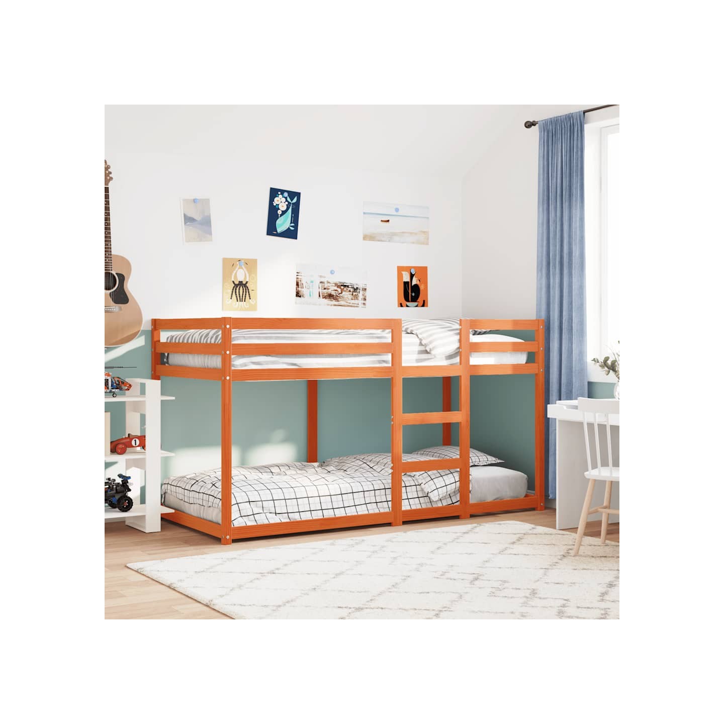 Lit superposé sans matelas cire marron 90x200 cm pin massif