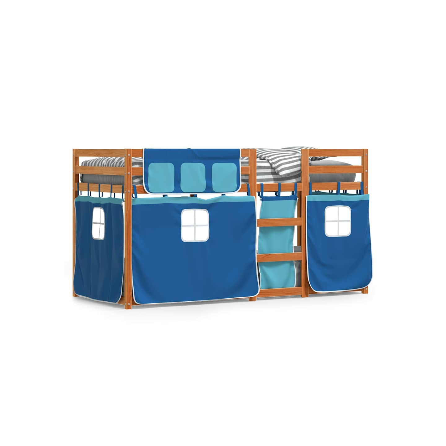 Lit superposé sans matelas marron et bleu 90x200 cm bois de pin massif