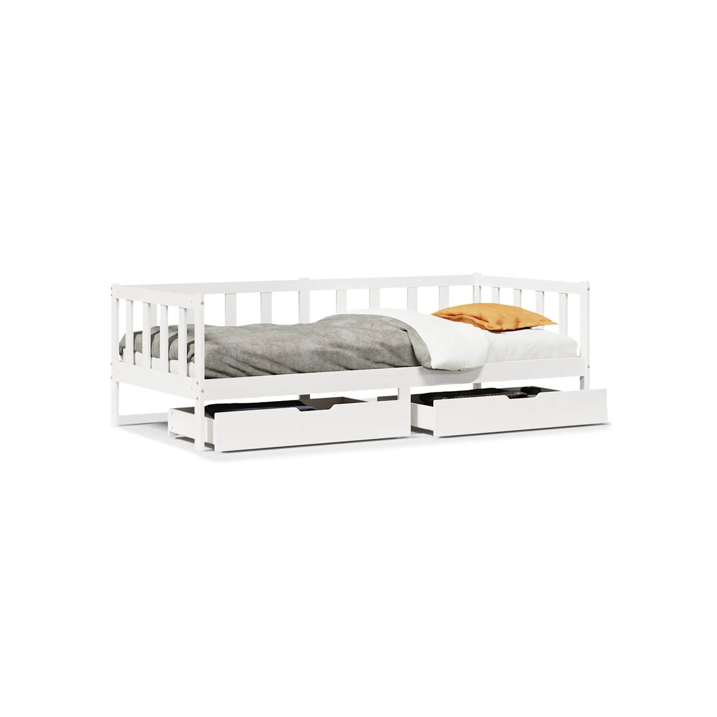 Lit de jour et tiroirs sans matelas blanc 80x200 cm bois massif
