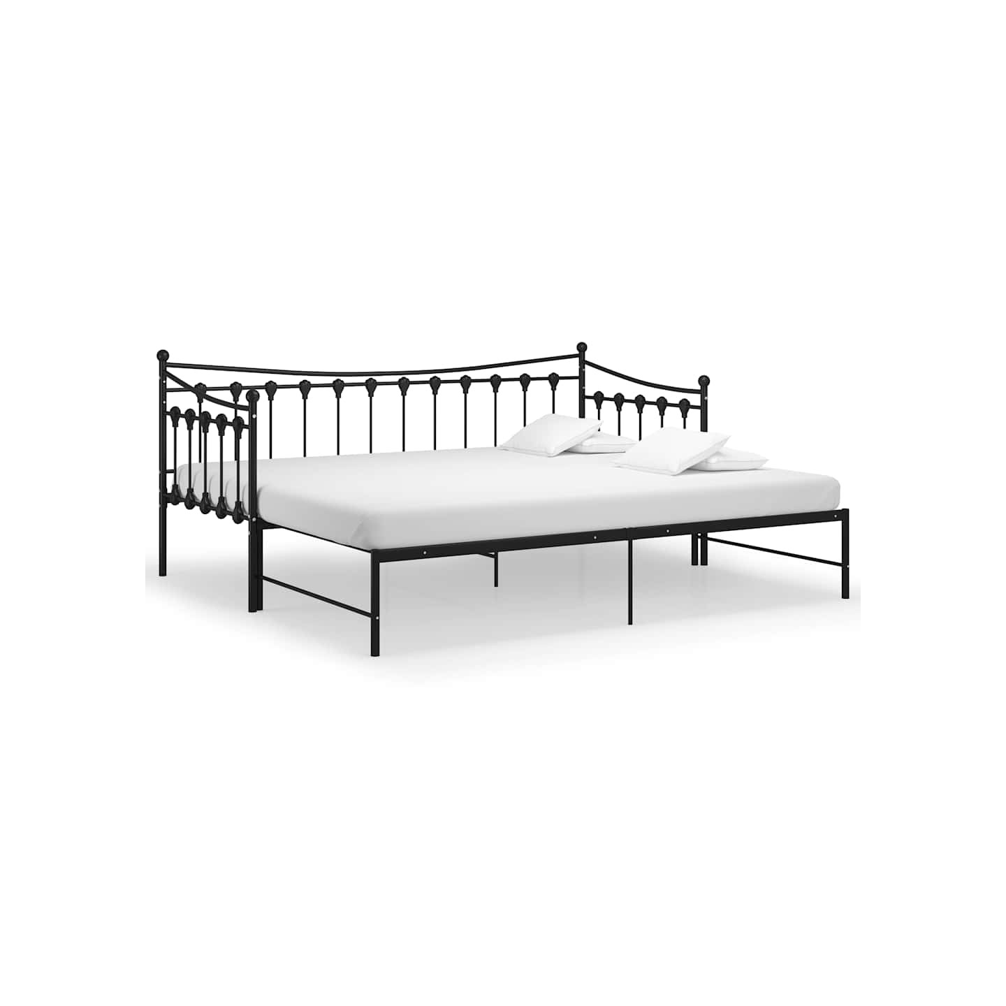 Cadre de canapé-lit extensible sans matelas Noir Métal 90x200cm