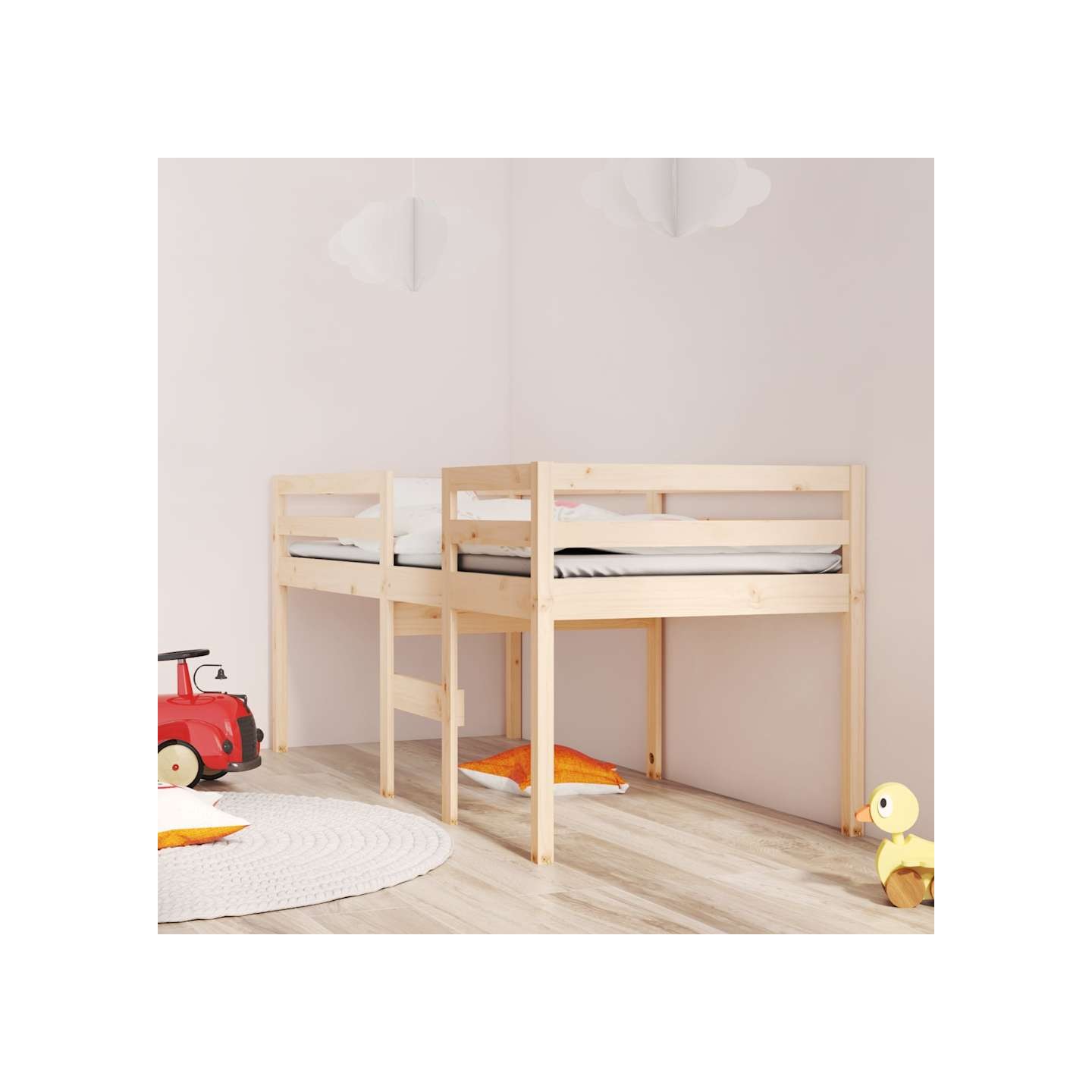 Lit haut sans matelas 80x200 cm bois de pin massif