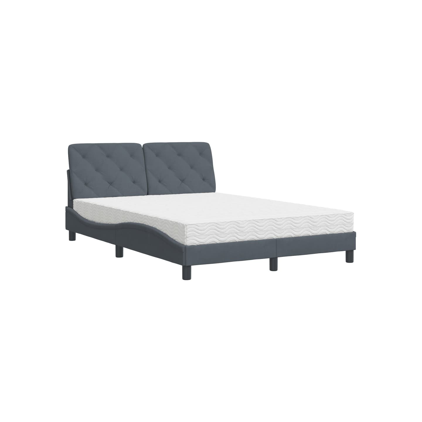 Lit avec matelas gris foncé 140x200 cm velours