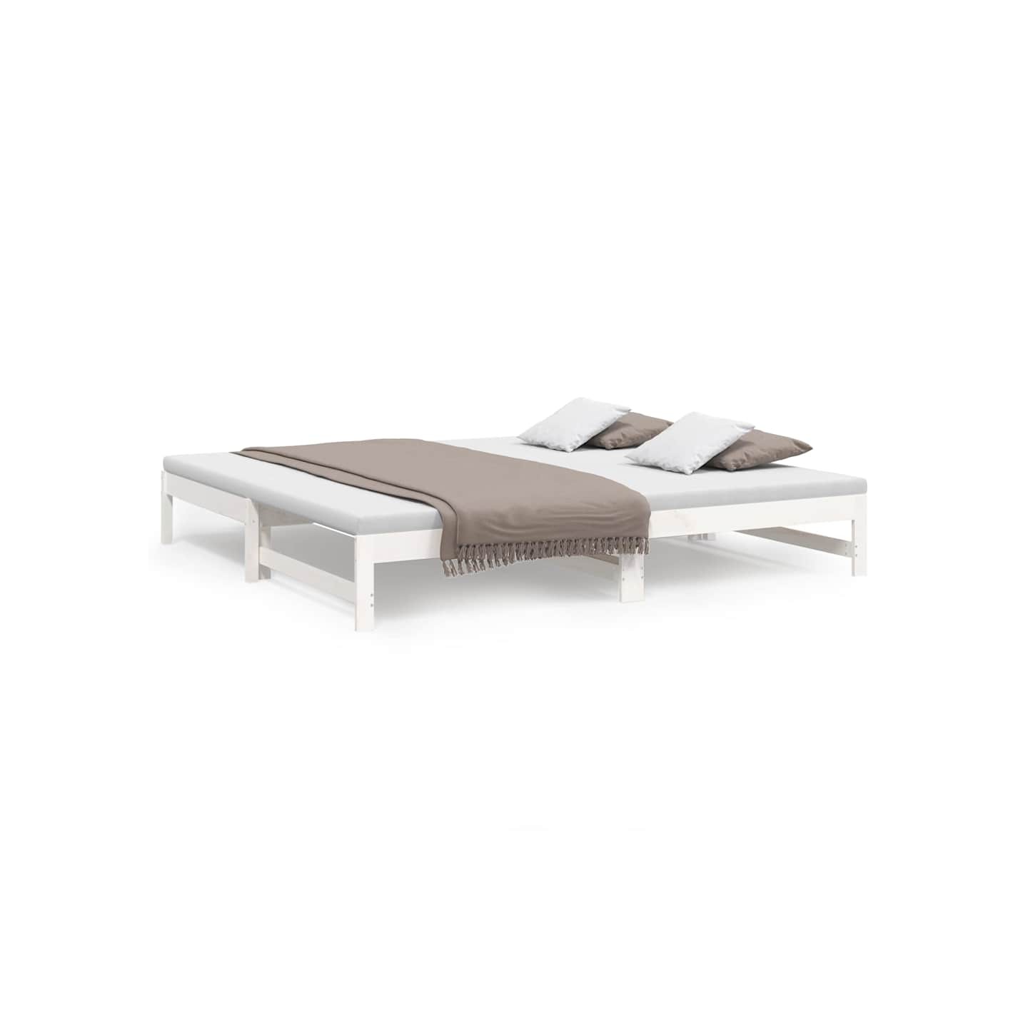 Lit coulissant sans matelas blanc 100x200 cm