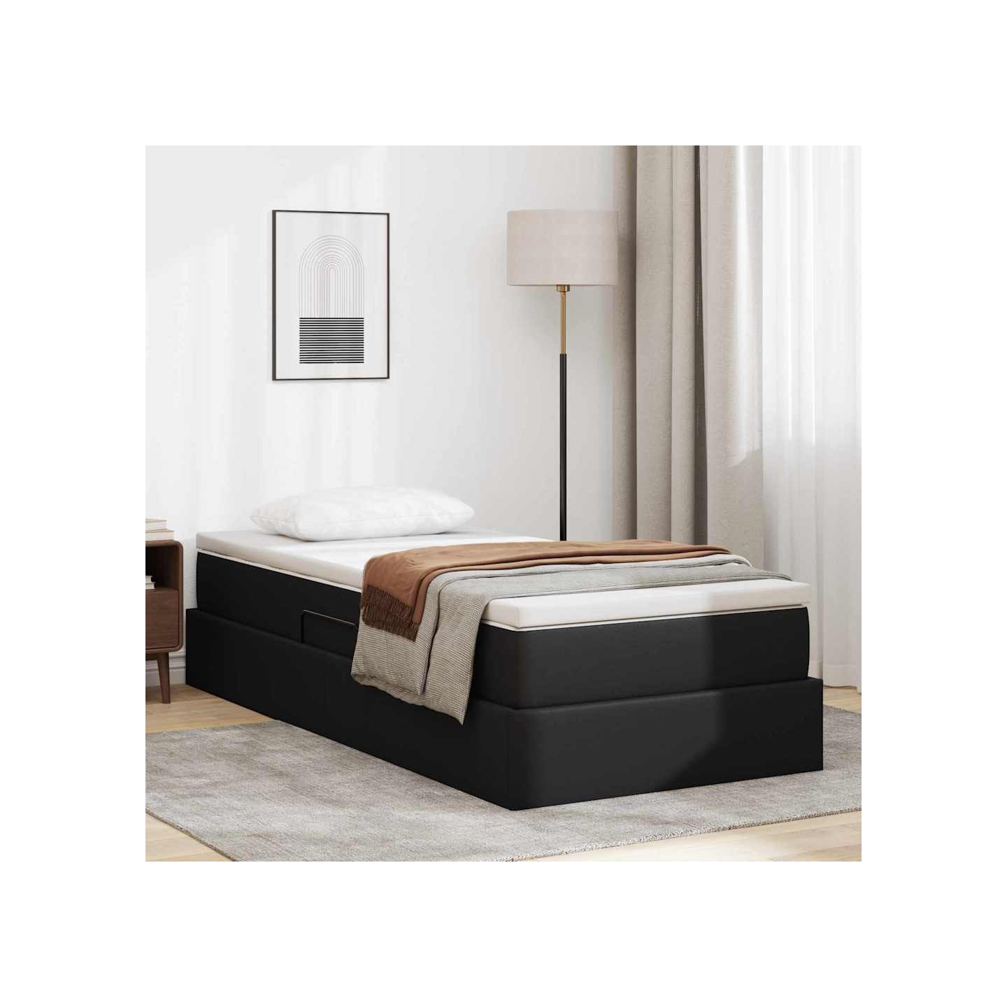 Lit avec rangement et matelas Noir 90 x 200 cm Simili cuir