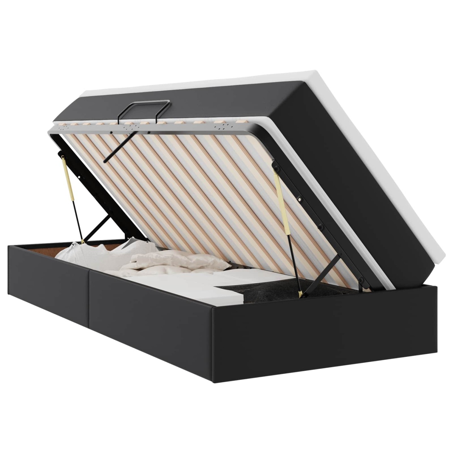 Lit avec rangement et matelas Noir 90 x 200 cm Simili cuir