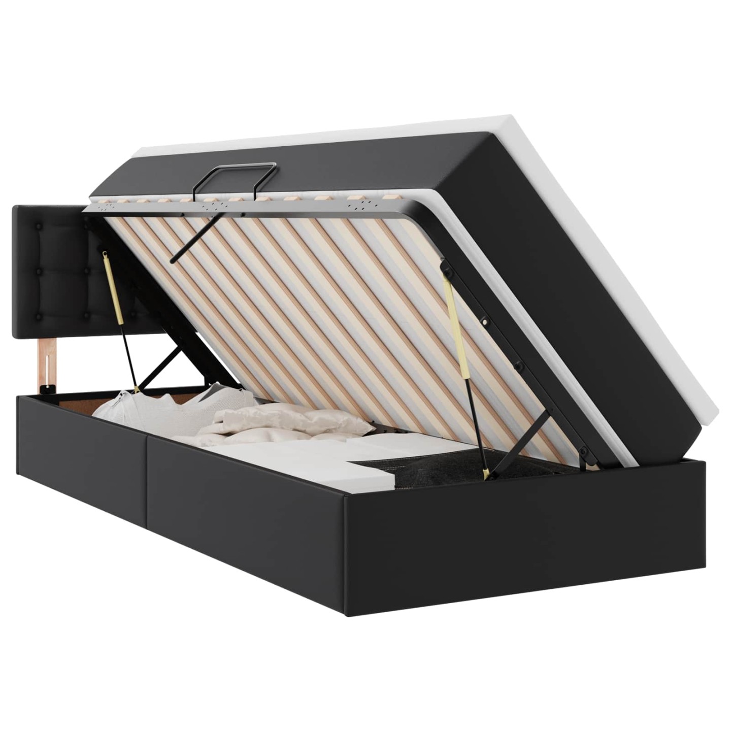 Lit avec bandes LED Noir 90 x 200 cm Cuir synthétique
