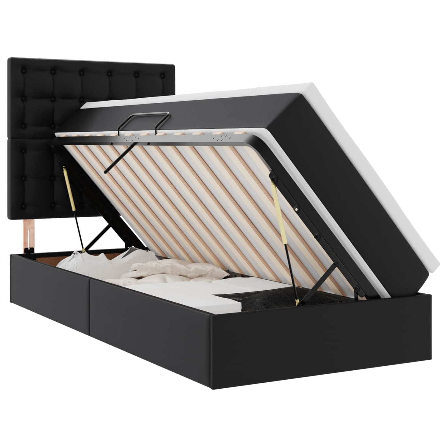 Lit de Rangement Noir 90 x 200 cm Cuir synthétique