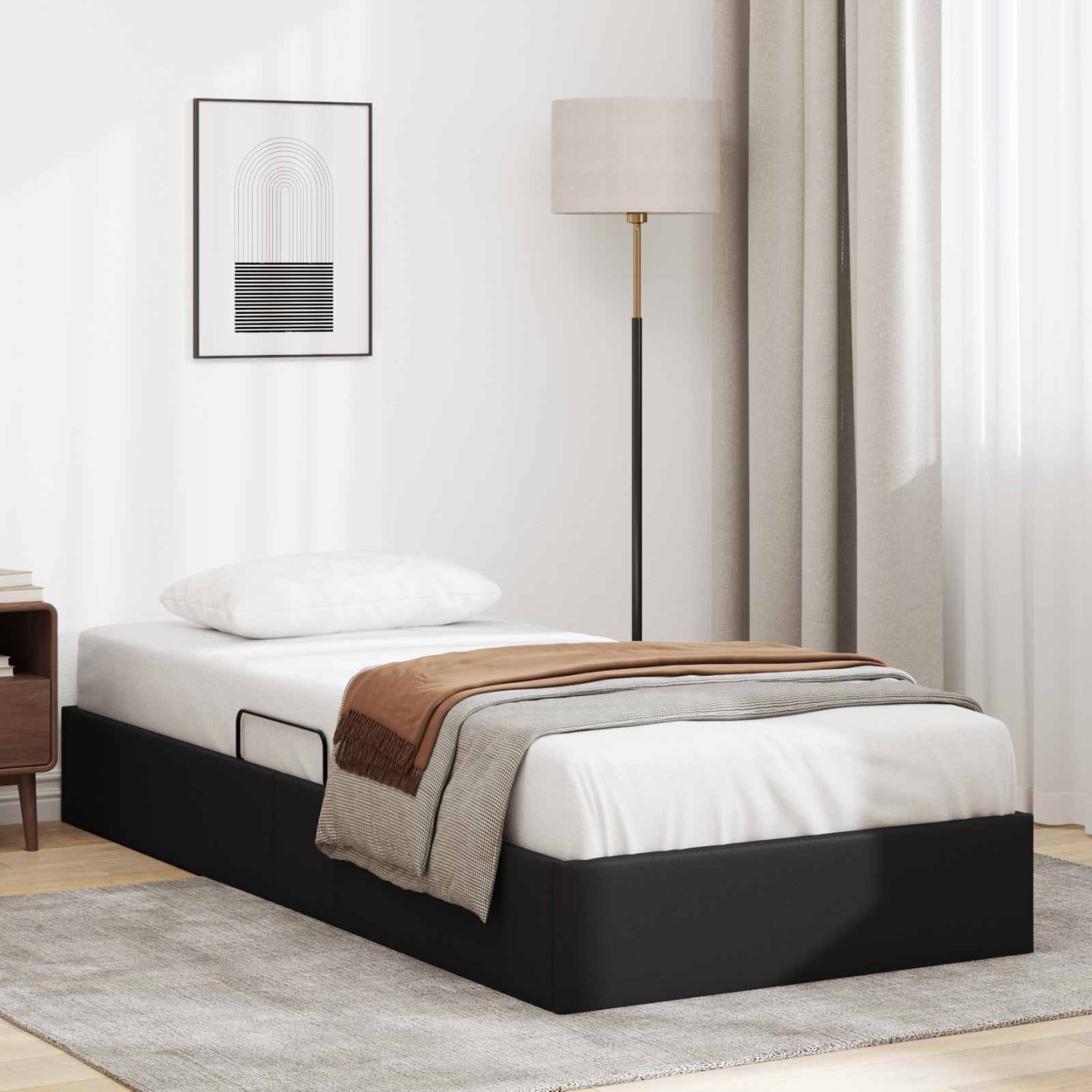 Cadre de lit ottoman Noir 90 x 200 cm Simili cuir
