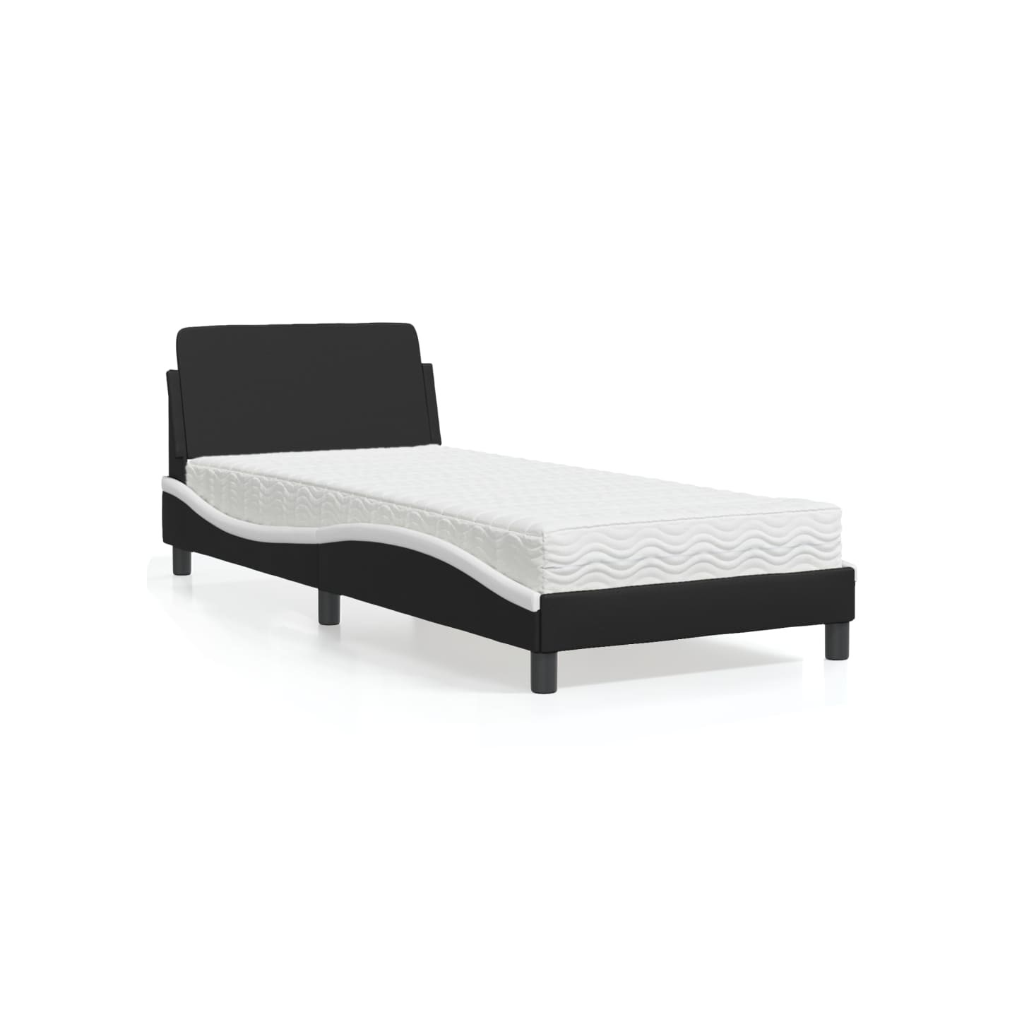 Lit avec matelas Dover noir et blanc 90x200 cm similicuir