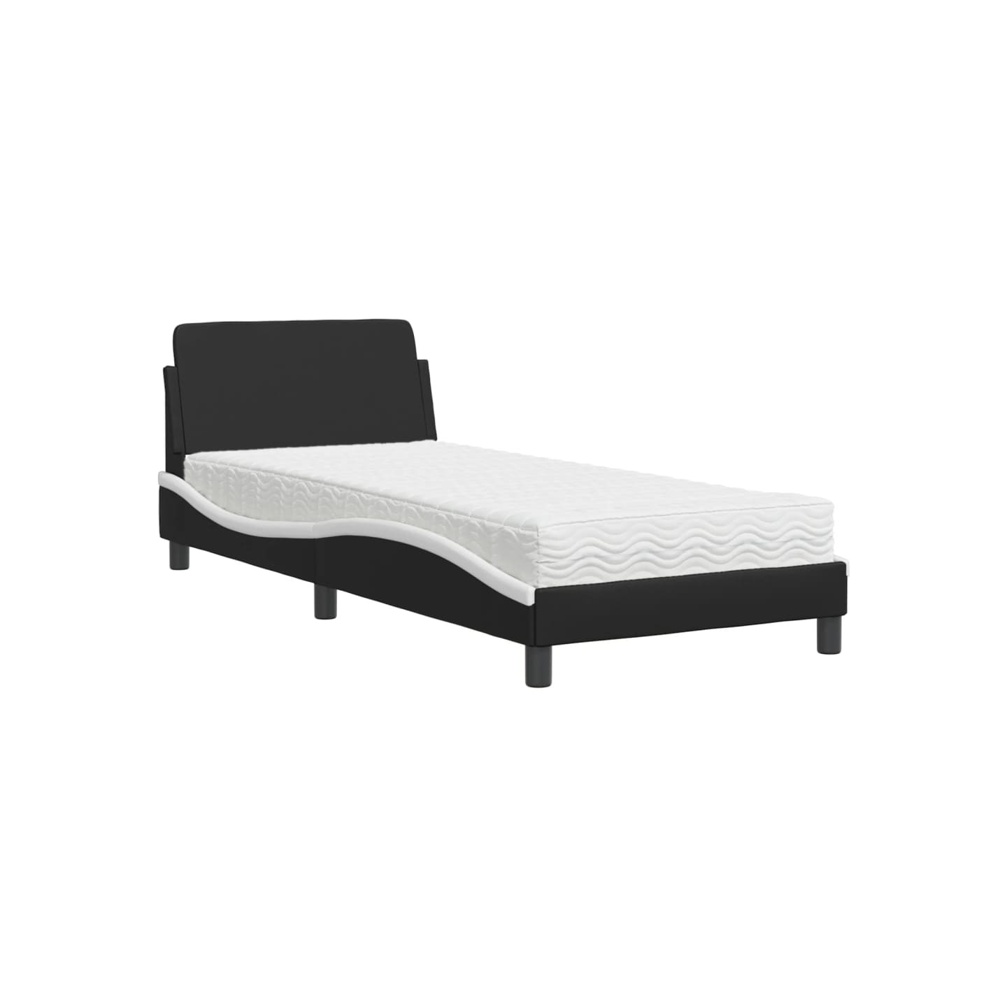 Lit avec matelas Dover noir et blanc 90x200 cm similicuir