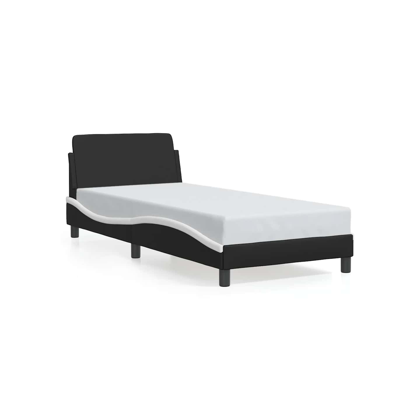 Cadre de lit Dover noir et blanc 90x200 cm similicuir