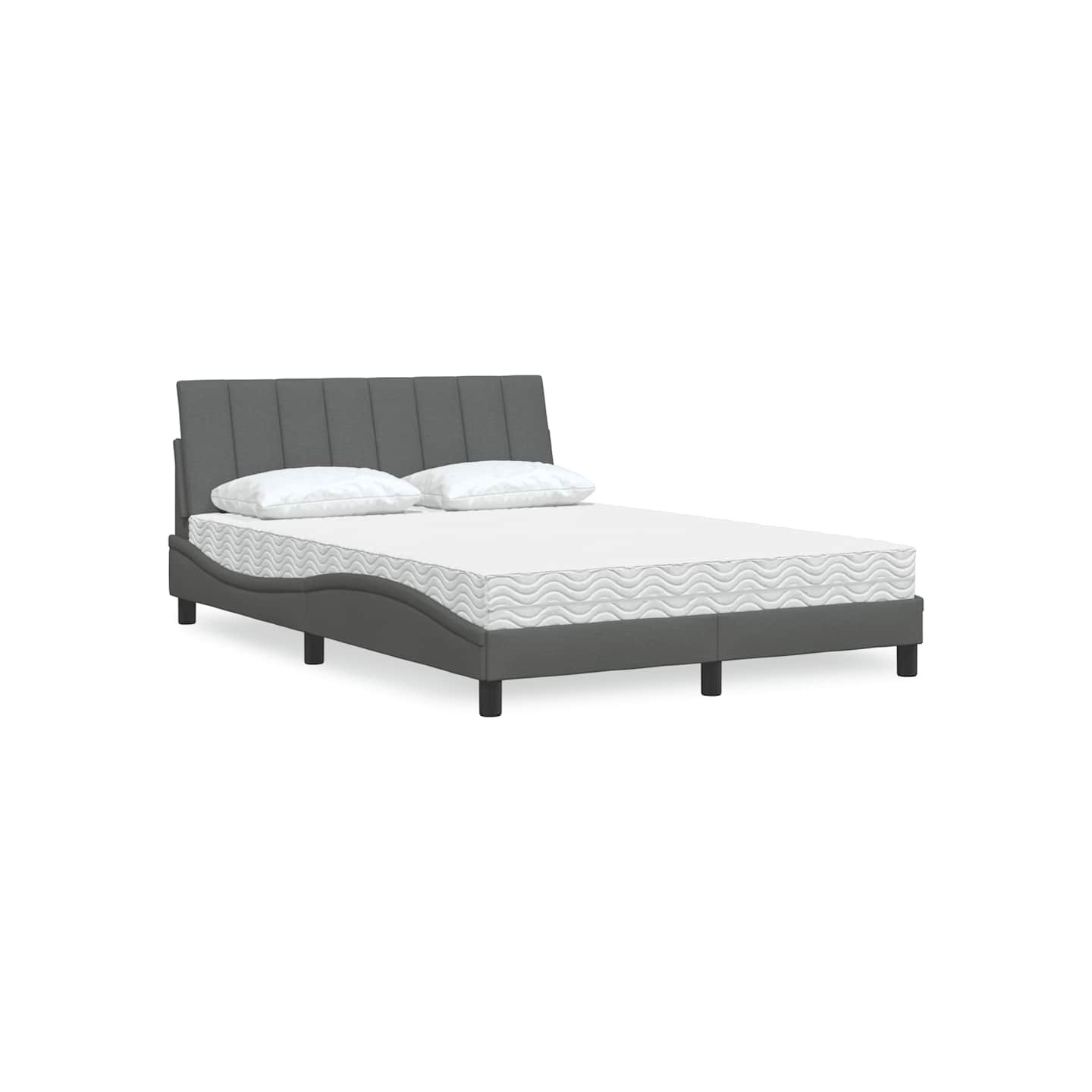 Lit avec matelas Hanko gris foncé 140x200 cm tissu